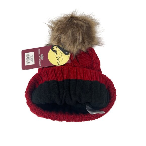Fleece Lined Pom Pom Beanie - Picture 3 of 3
